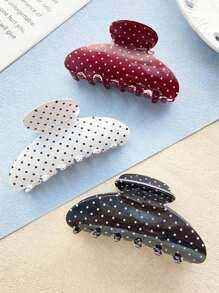 2pcs Women's Polka Dot Sequin Semi-Circle Hair Clips Set, Minimalist Fashionable Casual Cute Acrylic Material Black & White Dotted Semi-Circle Acetate Hair Clips Combo, Suitable For Daily Commute Outfit Matching, Bun Hairstyle Fixing, Non-Damaging Hair Accessories Women Claw Clip Autumn Accessories Fall Winter For Vacation Outfits Woman - Multicolor 3 - View 7