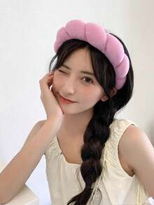 FURDANXINYI Bộ 1/2/3/6 chiếc băng đô thời trang màu trơn dành cho nữ và 2 chiếc vòng tay trang trí, băng đô mút xốp dùng để trang điểm và chăm sóc da, băng đô mút xốp mềm mại cho phụ nữ và bé gái, quà tặng, phụ kiện tóc. - Hồng - Xem 6