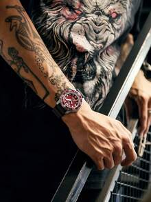 CITIZEN ساعة غوص Ec o-Drive Promaster للرجال بمينا أخضر وعقارب وعلامات مضيئة وإطار دوار - الأحمر - مشاهدة 2