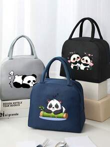 1 件，熊猫图案印花保温便当袋，手持午餐盒袋，方便便携的收纳方式，适合上班族和女士旅行午餐袋，学校午餐盒 - 彩色 - 查看 2