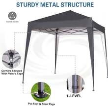 MCC Direct Pop-Up Gazebo 2m X 2m With Sides Silver Protective Layer Waterproof Marquee Canopy WS - Grey - View 5