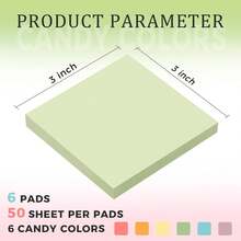 3x3 Inch Pop-Up Sticky Notes, 6pcs Candy Color Note Pads, 50 Sheets Per Pad, 1/6/12 Pads, Total 50/300/600 Sheets, Individually Packaged, Easy To Stick, Suitable For Home, Office, Notebooks - Multicolor - View 3