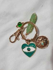 1 件天然石绿色石英邪眼星球月亮太阳绿松石吊坠钥匙扣包饰装饰，日常使用小礼物汽车配件学校可爱哥特 Y2k 包饰挂绳带身份证夹汽车配件包饰圣诞节 - 綠色 - 查看 5