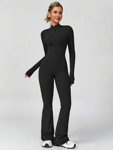 MASKERT 女士运动服 瑜伽服 连体裤 跑步运动 健身服 连体衣 健身服 高弹力瑜伽服 居家休闲 舒适亲肤塑身连体衣 - 黑色 - 查看 4