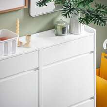 SoBuy Shoe Cabinet Shoe Rack Shoe Storage Cupboard With 4 Flip-Drawers And 2 Pull Out Drawers White W98 X D19 X H95cm FSR169-W - White - View 10