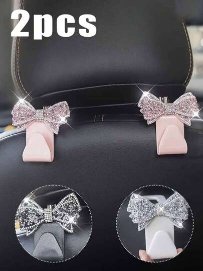 Sparkling Rhinestone Butterfly Accessory Backseat Hook, Car Interior Storage Hook Decoration, Universal, Other Plastic Material - Perfect For Organization And Fashion Accessories Storage, Car Hook, Seat Back Hook, Sweet Rhinestone Butterfly Hook, Universal Car Hook, A Great Gift For Family, Friends, And Loved Ones, Perfect For Ramadan, Eid, Valentine'S Day, Christmas, Or Thanksgiving.