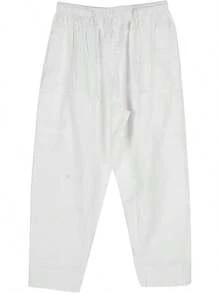 GLOGLOW Men's Prayer Pants, Breathable Polyester Cotton Loose Fit Elastic Waistband Afghan Pajama Trousers For Muslim Prayer Home Travel Casual Wear (L) White - 白色 - 查看 1