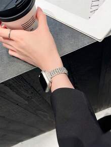1条全水晶金属表带，兼容38/40/41/42/44/45/46/49毫米表盘，兼容 Ultra/SE/Series 11/10/9/8/7/6/5/4/3/2/1 - 銀色 - 查看 5