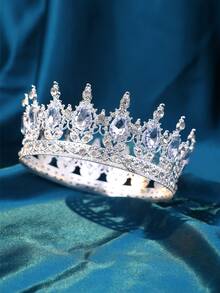 1 chiếc vương miện đính đá sang trọng dành cho nữ, thích hợp làm phụ kiện đội đầu hoàng gia, phụ kiện ngày Valentine, phụ kiện tóc cưới. - Bạc - Xem 6