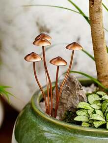 1/2/4pcs Enchanting Metal Mushroom Statues - Perfect For Bonsai, Potted Plants And Outdoor Garden Decor | Ideal Thanksgiving Gift - Metal Mushroom - View 8