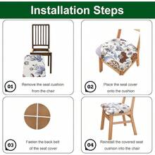 Stretch Non-Slip Soft Washable Dining Chair Covers Set Of 4, Yellow Cushion Slipcovers Kitchen And Dining Room Chairs - 08 - View 4