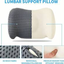 1 件装人体工学腰部支撑垫，可拆卸可洗腰枕，适用于办公椅、汽车、床、沙发，缓解下背部疼痛（灰色），适合万圣节、秋季、生日、圣诞节、伴娘礼物、派对装饰、房间装饰、单身派对、婚礼、毕业典礼、周年纪念、节日活动、母亲节、返校 - 灰色 - 查看 3