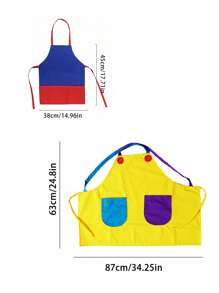 hoojojo 1 Peça Avental Criativo, Azul, Amarelo, Tamanho, Avental com Bolso, Avental de Drama, Livro de Imagens de Histórias, Adereços de Narração de Histórias, Adereços de Jogos Interativos, Família, Sala de Aula, Festa, Materiais Didáticos, Volta às Aulas