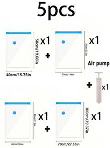 11/10/6/5/4/1 pièce Sacs de rangement sous vide transparents, sacs de scellement sous vide en PVC imperméables, sacs de compression sous vide de voyage avec 1 pompe à air, sacs de compression de voyage grande capacité, sacs organisateurs de vêtements multifonctionnels, sacs de rangement sous vide pour la maison pour couvertures, oreillers, literie, vêtements, pulls, vêtements de saison, rentrée scolaire, décoration d'automne