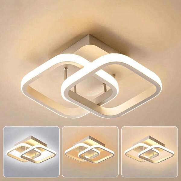 Led Ceiling Light Fixture,4500K Modern Hallway Light Fixtures Ceiling Lighting,White Square Close To Ceiling Lights For Bathroom Bedroom Kitchen Balcony Stair Small Ceiling Lamp