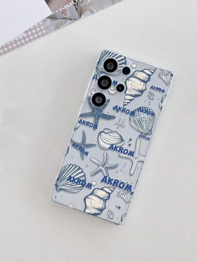 1pc Fashionable & Delicate Starfish, Seashell, Letter, Seashell Perforated Transparent TPU Material Phone Protective Case, Suitable As Holiday Gift For Partner And Friends, Compatible With Samsung, Nothing, Pixel, INFINIX, Redmi Series Phones