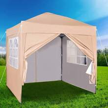 MCC Direct Pop-Up Gazebo 2m X 2m With Sides Silver Protective Layer Waterproof Marquee Canopy WS - Beige - View 4