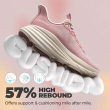 Women's Slip On Walking Shoes Hands-Free Cushion Running Tennis Non-Slip Comfortable Gym Workout Athletic Breathable Fashion Sneakers SwiftLite - Hồng - Xem 5