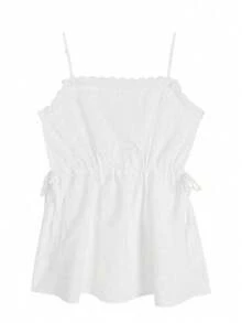 2025 Spring & Summer New Versatile Minimalist Women Spaghetti Strap Tank Top - White - View 7