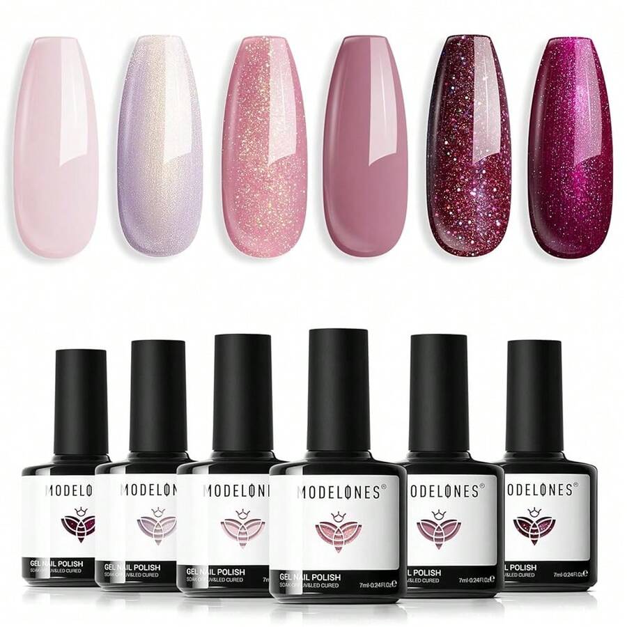 Cat Eye Gel Nail Polish Set, 6 Colors 9D Glassy Cat Eye Glitter Gel Polish Black Red Purple Blue Silver Brown Nail Polish All Seasons With Magnet Soak Off Led DIY Salon Gift-842643 - 玫瑰園 - 查看 1