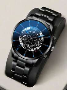 Men's Round Pointer Date Quartz Watch, Suitable For Daily Wear