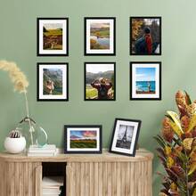 Tomnk 12-Pack Black Picture Frame Set - (4x6, 5x7, 8x10) Glass Front Photo Frames, Solid Engineered Wood Gallery Wall Decor With Hanging Hardware & Tabletop Stand, For Home, Wall & Party Decor - 黑色 - 查看 7