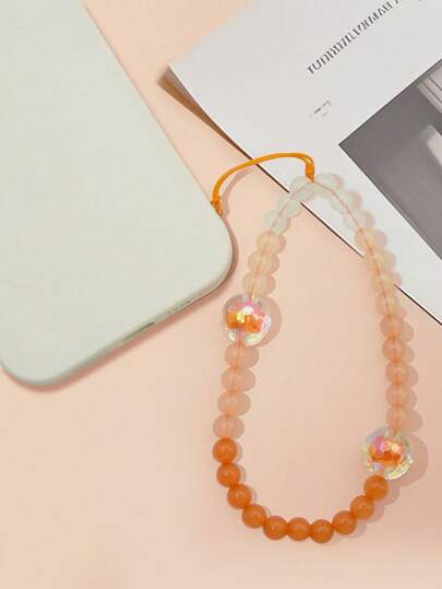 1pc Handmade Gradient Color Beaded Phone Lanyard, Suitable As Gift For Mother, Family, Friends, Birthday, Festival, Phone Charm, Phone Strap