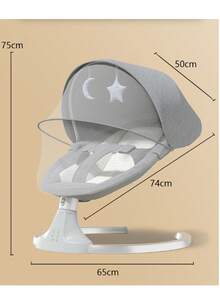 Mecedora eléctrica para bebés con mosquitera y música, mecedora relajante para niños, libera las manos de mamá - Gris - Ver 7