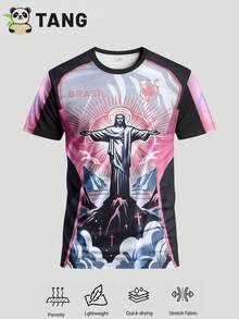 Customized Brazil Style Men's Soccer Jersey, Comfortable Round Neck Sports Sweatshirt, Suitable For Soccer Training, Casual Wear, And Gift - Pink - View 10