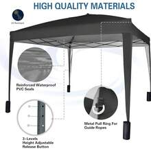 MCC Direct Pop-Up Gazebo 3m X 3m With Sides 2 Wind Bars & 4 Weight Bags & Silver Protective Layer Waterproof Marquee Canopy WS - Black - View 7