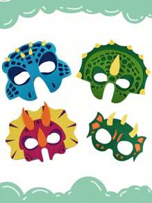 12 Stücke Dinosaurier Masken Party Geschenke für Tyrannosaurus Rex, Stegosaurus, Pterodaktylus, Triceratops, Einhorn Drachen Augen Masken Requisiten, Halloween Party Kostüme, Masken