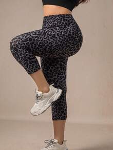 XianBinXiu 1件装女士无缝性感豹纹高弹力瑜伽裤，高腰提臀塑形紧身裤，适合跑步、健身锻炼，加大码灰色紧身打底裤，带收腹功能，适合运动、跑步、瑜伽，豹纹图案设计 - 彩色 - 查看 9