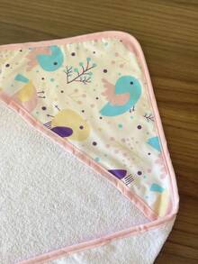 Toalha de Banho Para Bebê com Capuz Poliéster Sem Forro - Passarinho Rosa - Visão 3