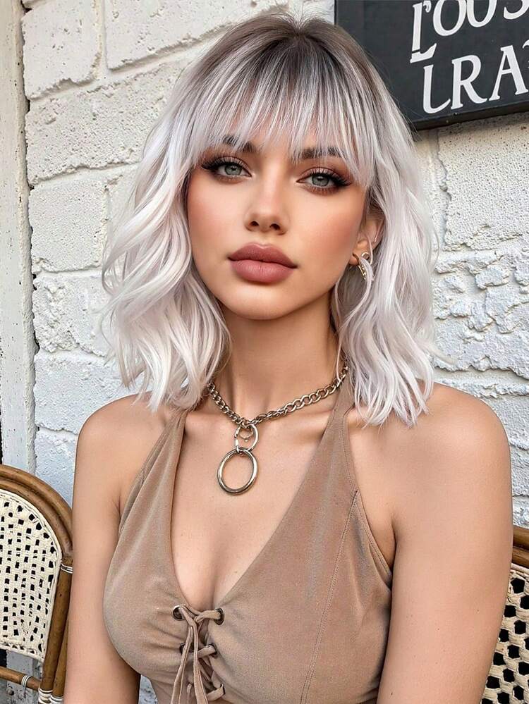 Bộ tóc giả ngắn xoăn 12 inch này phù hợp để đội hàng ngày và trong nhiều dịp khác nhau, bao gồm Ngày của Mẹ, tiệc sinh nhật, ngày lễ, các buổi gặp gỡ thân mật và tạo kiểu trang trọng. - Màu xám ombre - Xem 6