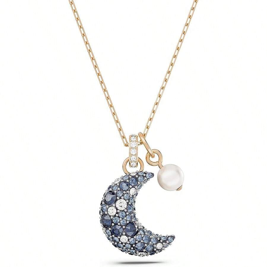 SWAROVSKI SUBLIMA Mond Perlen Halskette, Geschenk zum Muttertag, Weihnachten, für die Freundin, Geburtstag, modische Halskette für Frauen