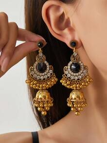 1 对时尚复古串珠流苏，南亚风格风铃流苏，女式金属不对称耳环，适合时尚派对、节日装扮、海滩度假 - 南亞風格時尚耳環 - 查看 11