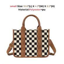 GAINSNS Checkered Mini Tote Bag For Women Shoulder Bags Crossbody Bag Handbag Satchel Bag Teacher Handbag - School Work Office Travel Beach, Chessboard Black And Brown - 彩色 - 查看 13