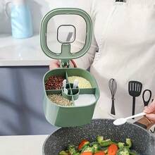 四合一调味品收纳盒，带盖和勺子，ABS材质，包含4个勺子，适合存放各种调味料。是家庭厨房调味料收纳的理想之选，也是厨房整理的完美方案。可与盐瓶搭配使用。 - 彩色 - 查看 6