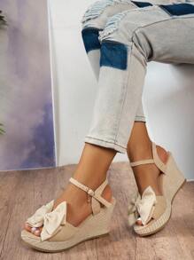 New Summer Wedge Fairy Sandals, Versatile Thick-Soled Waterproof Platform For Heightening And Slimming - Apricot - View 4