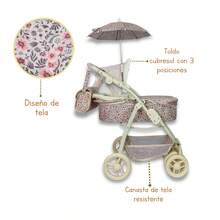 Carriola para Muñecas Estilo Vintage Modelo Noni IS-9662 Cochecito de Juguete para Niñas con Diseño Clásico Plegable y Ligera Ideal para Juego de Rol y Paseo de Muñecas Regalo de Cumpleaños Navidad - Caqui - Ver 5