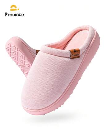 Pmoiste Women's Slippers Warm Solid Color Thick Bottom Indoor/Outdoor Shoes Family Daily Winter Thick Plush Slipper