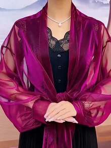 1 Khăn choàng thời trang mới cho nữ, khăn choàng voan chống nắng mùa hè nhẹ, thoáng khí và thoải mái, kiểu dáng ngắn để mặc - Nhiều màu - Xem 6