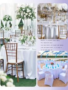 1 件优雅白色圆形桌布，可水洗涤纶，柔软耐用的餐桌布，适合婚礼、派对、宴会和餐饮装饰，四季皆宜 - 白色 - 查看 4