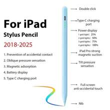 1 pieza Lápiz compatible con iPad 2018-2025, batería de ión de litio de 120 mAh, carga talla grande rápida, rechazo de palma, sensibilidad a la inclinación compatible con Apple Pen, lápiz stylus compatible con iPad 10th/9/8/7/6th, iPad Pro 11/12.9/13/pulgada M4, iPad Air 3/4/5/M2, iPad Mini 5/6 [sin función de carga magnética]