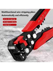 HALMAN 1 pieza Pelacables automático de electricista, multifuncional con rango de pelado de cables de 24-10AWG/0,2-6mm², para pelar, encintar, cortar cables rápidamente, adecuado para ingeniería eléctrica, instalación doméstica o mantenimiento de electrodomésticos, también llamado pelacables, cortador de cable - Rojo - Ver 3