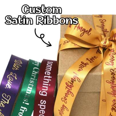 1/2/3/4/5/6/7/8/9/10Meter Custom Text Ribbon, Personalised 2.5cm Wide Satin Ribbon, Golden Text, Colored Silk Ribbon For DIY Crafts, Bow Making, Wedding Decoration, Gift Wrapping And Party Decor, Gift Wrapping, Birthdays Gift Wrapping, Weddings Gift Wrapping, Anniversary Gift Wrapping, Cake Wrapping, Customized Ribbon, Corporate Branding Ribbon, Multi-Functional, Durable, Stylish, High-Quality, Office, For Valentine's Day, For Mother's Day, For Father's Day, For Graduation, For Weddings, For Housewarming,Christmas Gift Supplies,Party Top