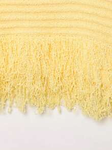 Women's Fashionable Fringe Decor Plaid Casual Knit Skirt, Spring/Summer - Yellow - View 7