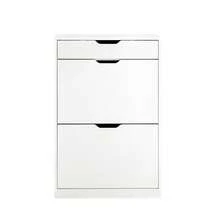 SoBuy 2 Flip-Drawers 1 Pull Out Drawer Shoe Cabinet Shoe Storage Cupboard Shoe Rack White W60 X D30 X H90cm FSR180-W - White - View 5