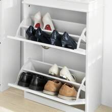 SoBuy FSR78 Shoe Tipper Shoe Cabinet With 2 Flaps Shoe Rack With 4 Shelves Shoe Chest Shoe Rack Light Grey W X H X D Approx.: 54 X 83 X 24 Cm - 白色 - 查看 6