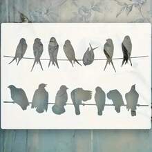1 件 A4 尺寸鸟类图案模板，现代动物和植物设计，可重复使用，其他塑料材料，适用于木材、织物、纸张、墙壁、帆布和地板上的 DIY 工艺品 - 白色 - 查看 14